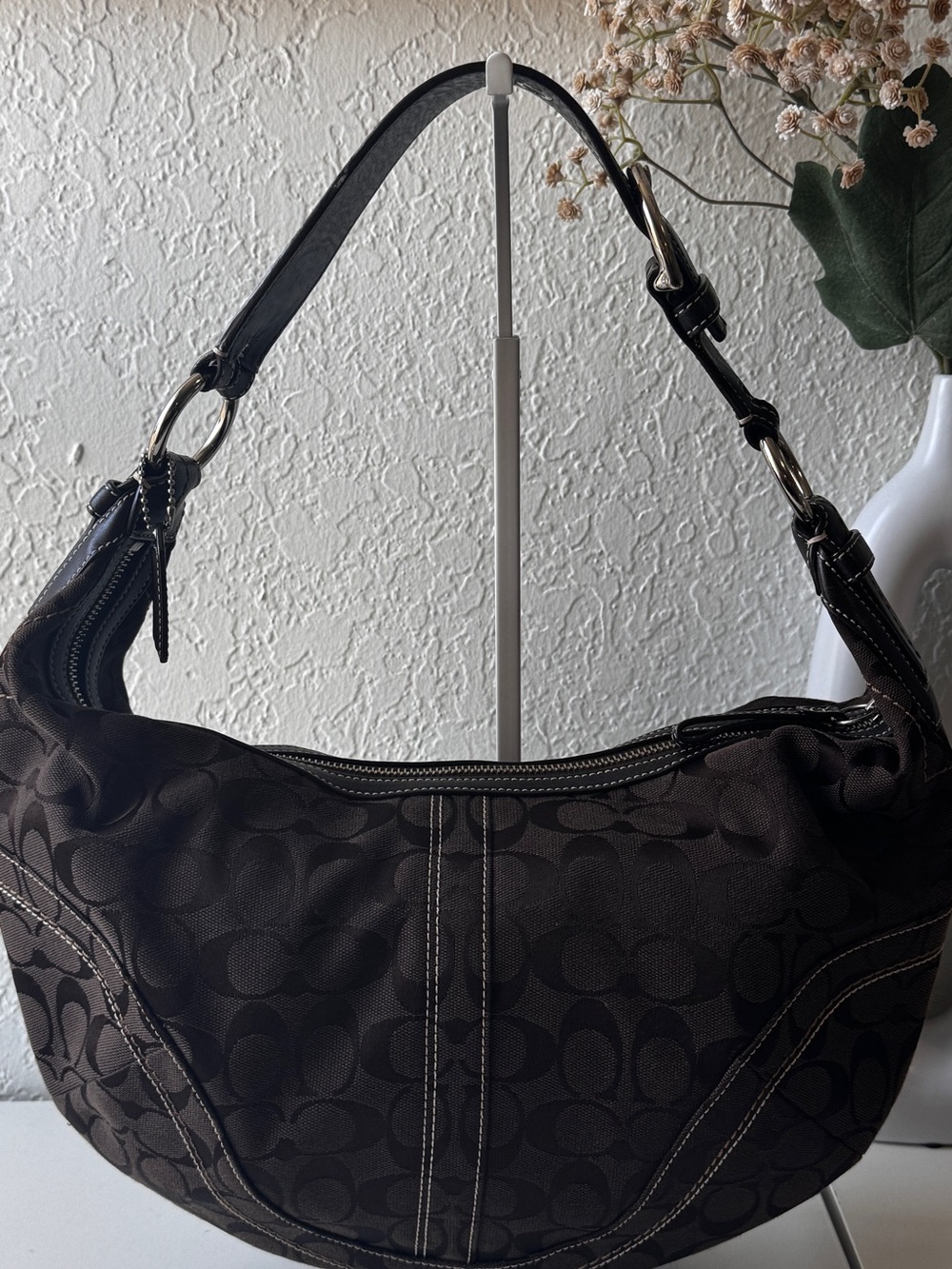 Coach Brown Signature Hobo Shoulder Bag